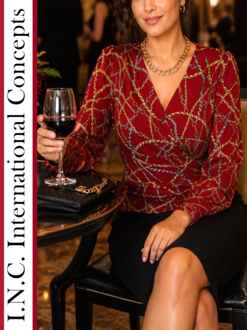 I.N.C. International Concepts | 'Opulent Link' Surplice Blouse Top